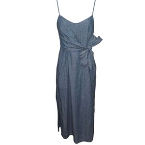 Topshop Side Tie & Slit Midi Denim Dress